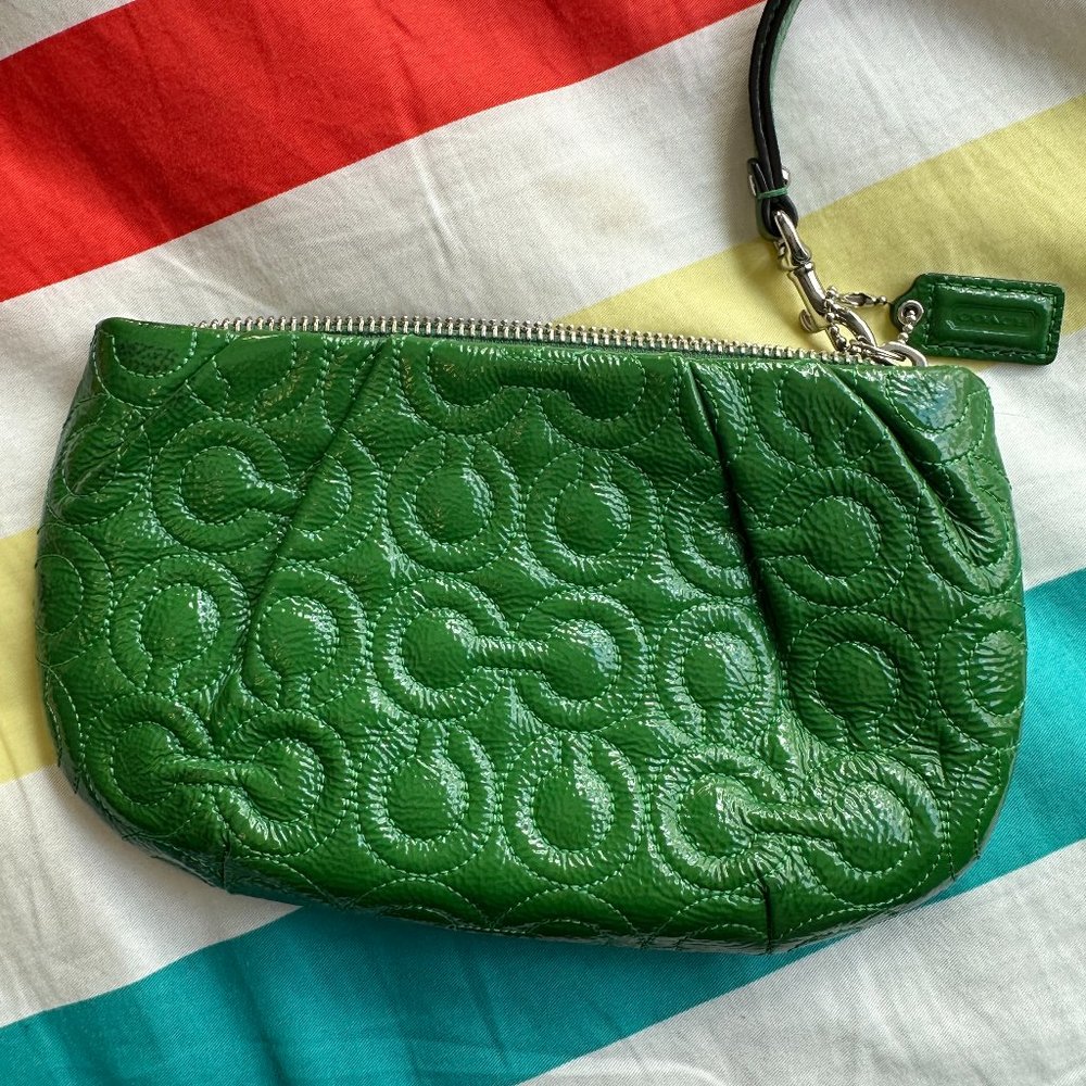 Coach Gramercy Large Signature Patent Leather Wristlet